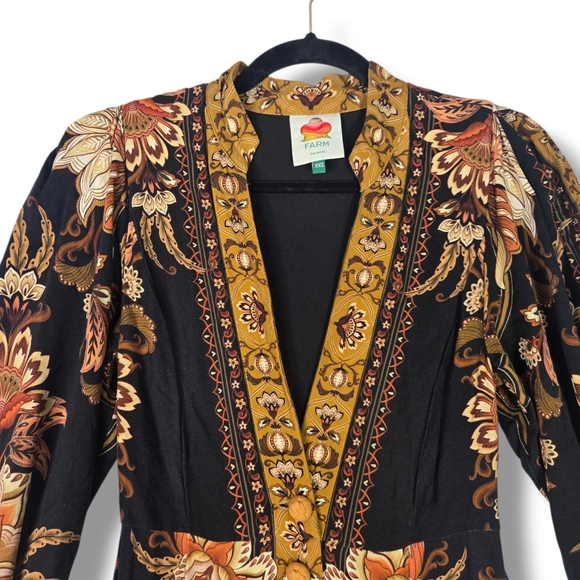 Farm Rio Majestic Garden Maxi Dress Size XXS Puff Sleeve Floral Print - Picture 5 of 16